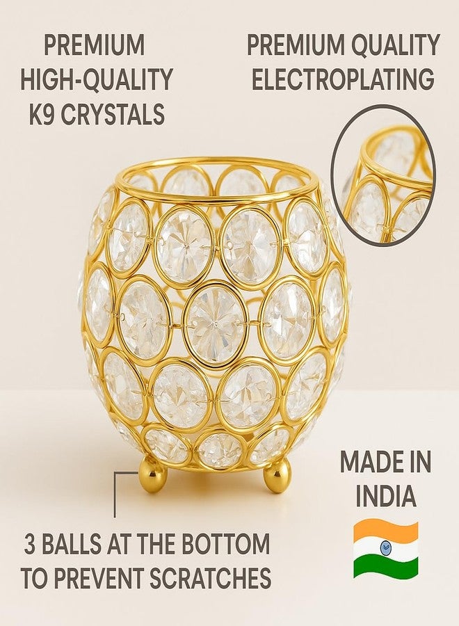 CentraLit حامل شموع كريستالي من سنتراليت، عبوة من قطعتين - زينة بوجا ديا للمنزل، قطعة نحاسية مميزة لعيد ديوالي، هدية فريدة من نوعها لعيد الميلاد وديوالي، فوانيس ديا، ديكور منزلي، ضوء الشموع - Image 3